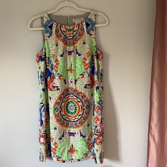 MARA HOFFMAN Jungle trip colorful geometric dress sz M retro multicolored party - Picture 3 of 16